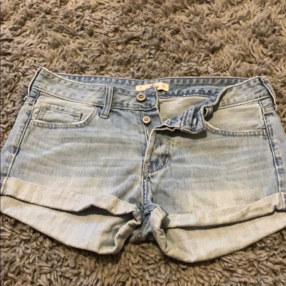 Light wash jean shorts